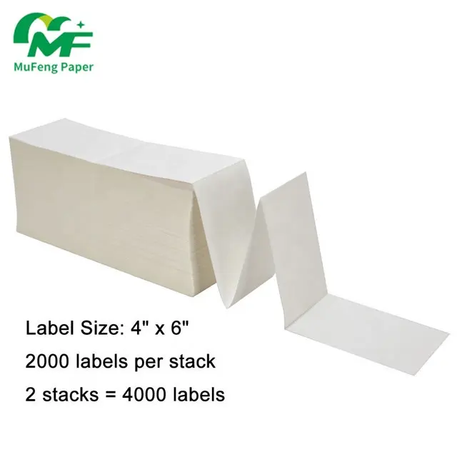 Fanfold A6 label kertas berlubang, ukuran 500 lembar per lipat label pengiriman berperekat