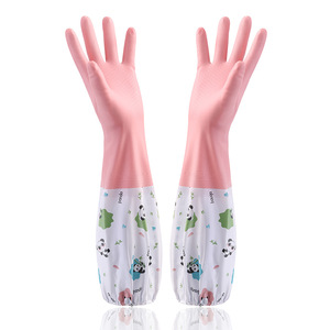 Guantes de limpieza para el hogar, forro polar, de goma, con diseño de Panda, impermeables, gruesos, 48cm, para cocina, lavavajillas, lavandería - Product Image 5