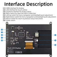 Écran tactile LCD TFT IPS 7 pouces 1024*600 ZYSY avec support en acrylique pour Raspberry Pi BB Black 10 8 7