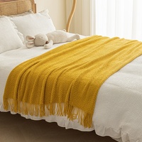 Couverture en tricot à franges de style nordique, idéale pour les hôtels, le camping et les canapés