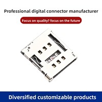 Conector Eléctrico JME Nano SIM de 15 mm y 6 Pines con Muelle de Expulsión Superior, Tipo Cajón, Soldadura Interna/Externa, OEM