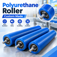 Manchon en caoutchouc polyuréthane (PU) de qualité industrielle, rouleau à surface micro-finie, fixation à filetage externe, accessoire de convoyeur