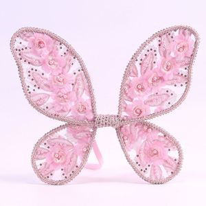 Alas de mariposa para niñas con flores bordadas alas de Ángel de perlas alas de hadas de lentejuelas de princesa para fiesta de cumpleaños de niños - Product Image 2