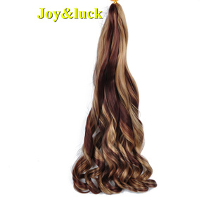 Extensiones de Cabello con <span class=keywords><strong>trenzas</strong></span> de onda larga, rizado Natural, marrón, 24 pulgadas, rizado francés, ondulado, sintético, <span class=keywords><strong>precio</strong></span> al por mayor - Product Image 4