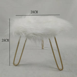 Lafot KD — <span class=keywords><strong>tabouret</strong></span> <span class=keywords><strong>rond</strong></span> et long, jambes en métal, avec couverture en <span class=keywords><strong>fourrure</strong></span> blanche - Product Image 5