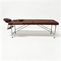 Table de massage pliable portable à 2 sections avec pieds en acier inoxydable, table de thérapie professionnelle pour spa avec appui-tête