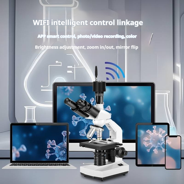 Digital Biological Microscope with HD 1920x1080 Video Camera WIFI Compatible for IOS & Android Optical 2MP