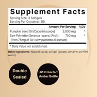 Gélules d'huile de graines de citrouille OEM 3000mg, 2-en-1 avec extrait de palmier nain, supplément bien-être à base de plantes pressé à froid, 240 unités