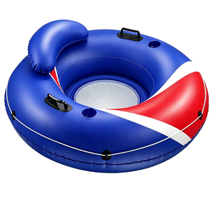 Bouée gonflable robuste en PVC pour une personne avec dossier et porte-gobelets pour piscine, lac et rivière - Product Image 5