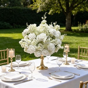 <b>Table</b> Wedding Flower Ball Centerpiece White Roses Artificial Flower Ball Wedding Centerpieces - Product Image 1