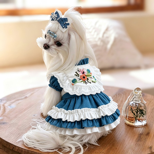 Vestidos Transpirables con Bordado Clásico y Elegante Estilo Princesa para Perros y Gatos Pequeños (<span class=keywords><strong>Papillon</strong></span>, Poodle), de Poliéster Cómodo - Product Image 4
