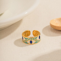 MW Damen 18 Karat vergoldeter Edelstahl Modischer minimalisti scher Schmuck-Französischer Retro Eye Design Mysteriöser nicht trüber Ring
