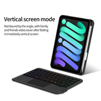 Casing papan ketik mini, alat ketik Bluetooth nirkabel lampu latar untuk Apple i pad 6 dengan tempat pensil