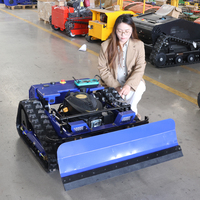 Tondeuses à gazon robotisées à chenilles en caoutchouc, télécommandées, à moteur essence, de qualité industrielle, durables, pour terrains en pente et zones aluvionaires