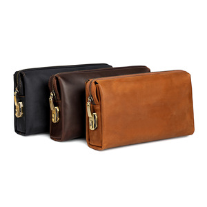 กระเป๋าหนังแท้ลายวินเทจสีน้ำตาล รุ่นใหม่ล่าสุด หนังฟูลเกรน หนังเครซี่ฮอร์ส กระเป๋าคลัทช์หนังแท้สำหรับผู้ชาย - Product Image 2