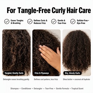 Kids Curly Hair Growth Set Rosemary Oil <strong>Shampoo</strong> Conditioner Leave in for Black Children - Product Image 3