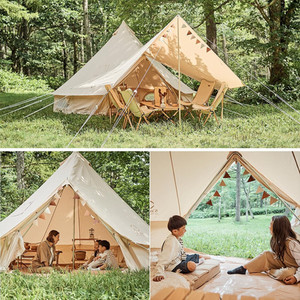 Tienda de Campaña Tipo Campana de Lona con Salida para Estufa, Tienda de Campaña Glamping para Exteriores de 4 Estaciones para Familias de 3 a 6 Personas - Product Image 4