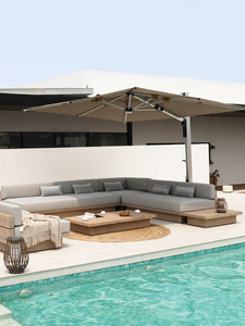 Muebles de Exterior Modernos, Cubierta Impermeable para Sofá de Jardín de Madera, Cubierta para Sofá de Terraza de Teca para Hotel, Sofá de Jardín de Lujo - Product Image 6
