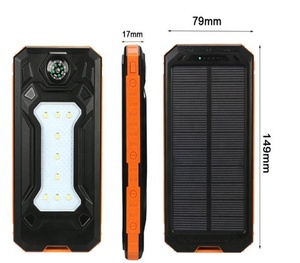 100% de carga completa por la luz del sol plegable impermeable Solar banco de potencia 10000mah portátil cargador de teléfono <span class=keywords><strong>celular</strong></span> Solar con luz LED - Product Image 6