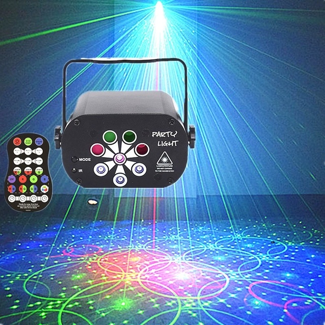 . RGB Laser Light Projector for Parties Mini 6 Hole 8 Hole Remote Control Stage Lighting Equipment with Beam