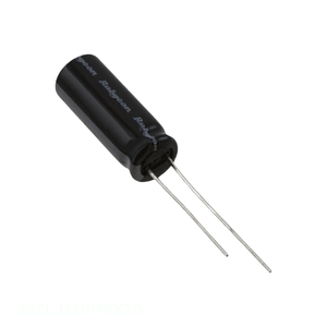 Condensador de canal del fabricante 35ZLJ330M8X20, 330 uF, aluminio, 330UF, 20%, 35V, radial, TH, de orificio pasante - Product Image 1