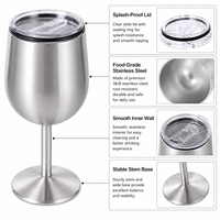 Gobelet de voyage portable personnalisé en acier inoxydable 304 de 10 oz, isolé, avec couvercle coulissant transparent, anti-éclaboussures et base stable, pour vin rouge