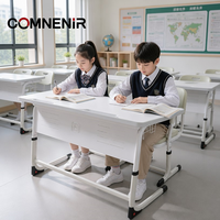Ensemble de chaise et pupitre scolaire double en métal durable, mobilier de classe moderne pour l'école primaire et secondaire
