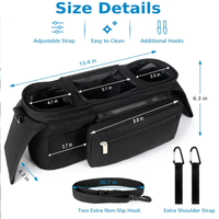 Sacs de rangement de voyage Organisateur de poussette universel avec porte-gobelet isolé Sac de téléphone détachable et bandoulière