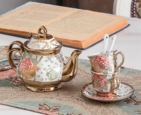 Coffret Cadeau Turc – Ensemble de Tasses à Café en Céramique Anglaise de Luxe Léger Européen avec Soucoupes à Motifs Floraux pour le Thé de l'Après-midi