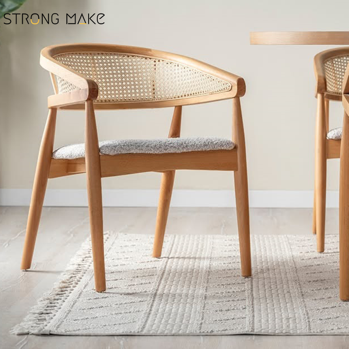 Nordic Design Modern Luxury Solid Wood Minimalist Dinning Chair Woven