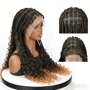 Parrucca Sintetica ad Alta Densità Tintabile, Stile Boho Goddess Locs, 30 Pollici, Treccine a Crochet Stile Messy Box, Ricci, con Frontale in Pizzo, da Donna - Product Image 4