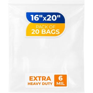 ถุงซิปล็อคพลาสติกใสแบบหนาพิเศษ ขนาด 16x20 นิ้ว หนา 6 มิล แพ็ค 20 ใบ สำหรับเก็บอาหาร เสื้อผ้า และอุปกรณ์ฮาร์ดแวร์ - Product Image 1