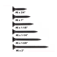 #6 Vis à tarauder pour cloisons sèches noires Filetage grossier Tête de clairon Phillips Acier inoxydable Tailles 1 \ "1 1/2 \" 2 \ "3 \" Pouce Métrique