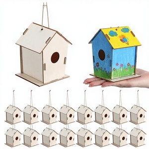 Ahşap Kuş Evi ve Kafes Grafiti Seti Dış Mekan Bahçe Dekorasyonu Ahşap Kutu Ahşap El Sanatları - Product Image 2