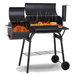 2024 Neues Haus Holzkohleherd BBQ Grills Maschine amerikanischer Stil Grillregal Rauchen Backen Kohlefaser Grill Fische Outdoor-Möbel