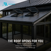 Véranda en aluminium avec structure en alliage, verre trempé feuilleté scellé tout autour, pour patio, cour et jardin de villa