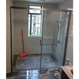 Cabina <span class=keywords><strong>Doccia</strong></span> di Lusso in Alluminio per Hotel e Ville, 72x84, Vetro Temperato, Combinazione Vasca e Porta Scorrevole - Product Image 2