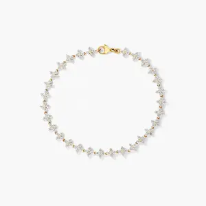 New arrivals 14k vàng Blossom Kim Cương Zircon Tennis Vòng đeo tay