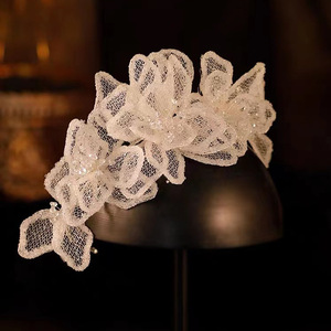 Hera Korean Style Handmade Ethereal Beauty Hollowed-out Mesh Rhinestone Flower Headband <b>Wedding</b> Dress <b>Accessories</b> Bridal - Product Image 2
