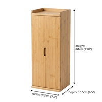 Meuble de rangement ultra-plat en bambou pour salle de bain, idéal pour les espaces étroits, avec plateau supérieur pour papier toilette