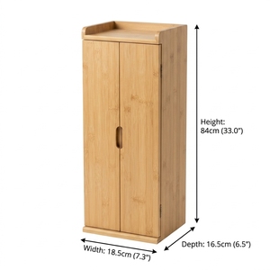 Meuble de rangement ultra-plat en bambou pour salle de bain, idéal pour les espaces étroits, avec plateau supérieur pour <span class=keywords><strong>papier</strong></span> <span class=keywords><strong>toilette</strong></span> - Product Image 3