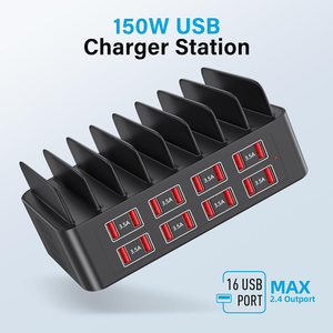 Stazione di ricarica USB da 150W con 16 porte - Caricatore universale multiplo per scuole, uffici e hotel, compatibile con iOS e Android - Product Image 3