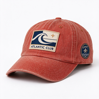 Casquette en toile de coton lavée avec patch en lettres tissées personnalisé, casquette vintage souple non structurée pour le camping et la randonnée en plein air, unisexe
