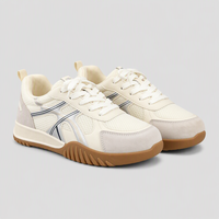 Chaussures de marche rétro pour femmes de l'usine de Wenzhou, confortables, en maille respirante, avec semelle intérieure en peau de porc, à lacets, en stock (RTS)