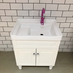 Style Moderne ROSE BLANC Petit Évier à Linge Rectangulaire SMC Bassin <span class=keywords><strong>en</strong></span> Résine Machine à Laver FRP Résine Composé Pierre Montage Facile - Product Image 4