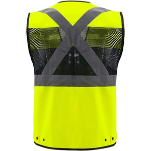 Gilet de sécurité réfléchissant haute visibilité personnalisé avec logo, conforme aux normes ANSI Classe 1 EN 20471, grande taille, en maille respirante, avec poche, en nylon/polyester, personnalisable - Product Image 2