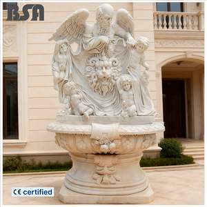 कस्टम सफेद संगमरमर यूरोपीय शैली परी चेरी, पौराणिक जानवर, और शेर सिर मूर्तिकला के लिए शेर सिर मूर्तिकला फव्वारा - Product Image 1