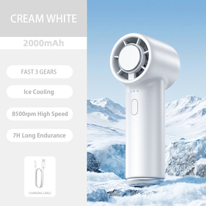 Ventilador de mano turbo con enfriamiento por hielo, tamaño de bolsillo, con mosquetón, 3 velocidades, recargable por USB, mini ventilador portátil para viajes y exteriores. - Product Image 2