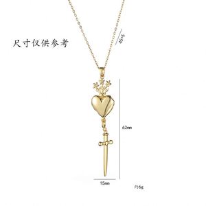 Collar con Colgante de Espada y Corazón para Mujer, Estilo Gótico Vintage, Acero Inoxidable, Color Dorado, Collares para Pareja, Joyería Estética para Boda - Product Image 5