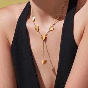 Collier à chaîne en forme de cœur en acier inoxydable en forme de Y de style européen américain Colliers à pendentifs géométriques élégants à la mode - Product Image 2